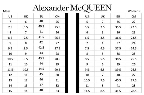 alexander mcqueen sizes chart